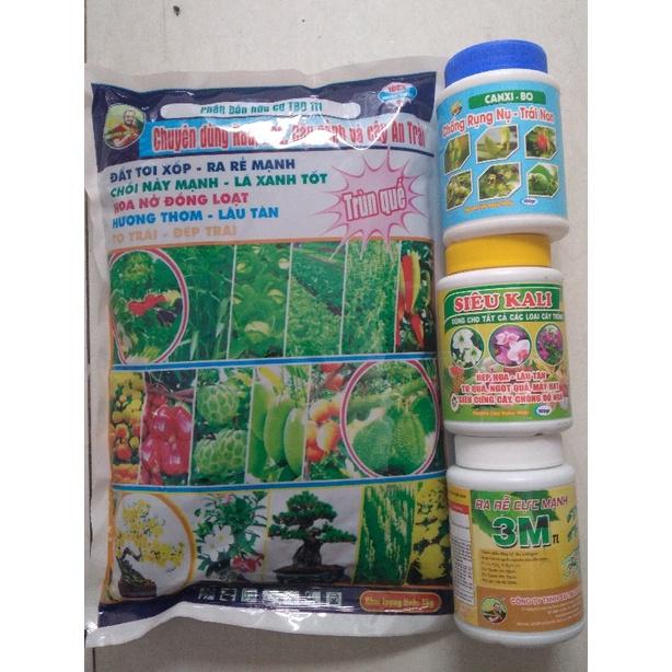 Bộ 4 phân bón kích thích rav rể - tăng đậu hoa-chống rụng nụ chuyên dùng cho cây cảnh, cây ăn trái