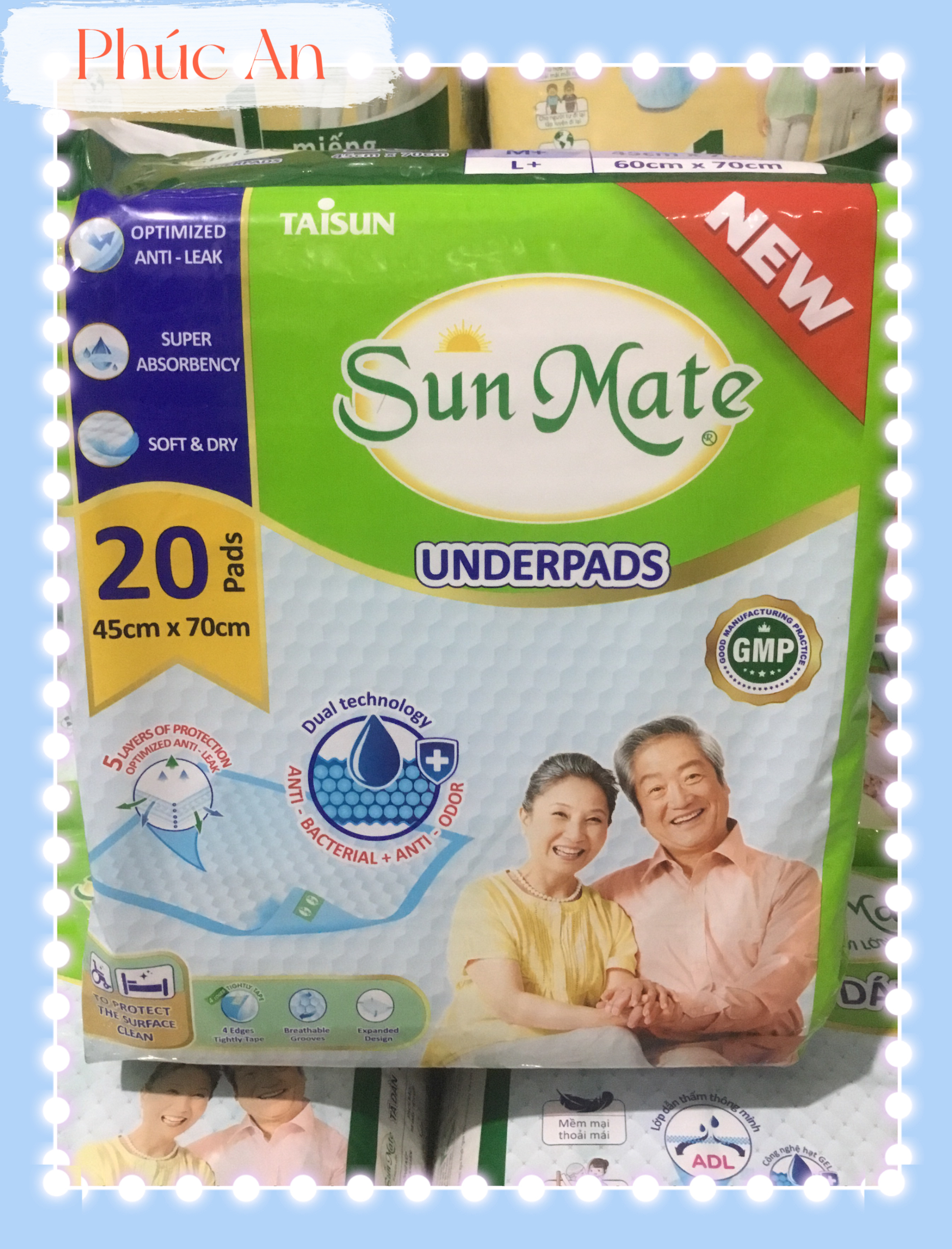 Combo 6 Gói Tấm Lót Sunmate 20 Miếng (45*70cm) - Đệm lót người lớn, người già