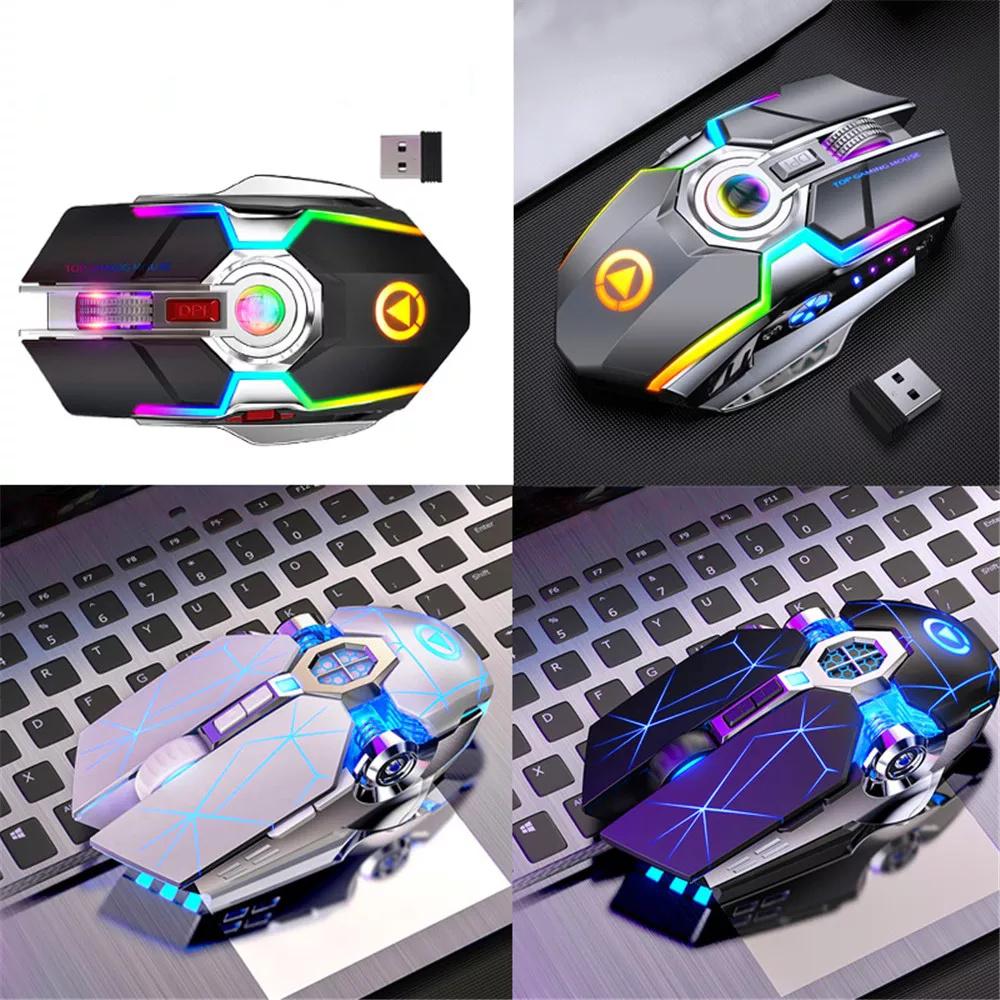 Chuột Không Dây RGB Sạc Chuột Máy Tính Không Dây Im Lặng Mause LED Backlit Công Thái Chuột Chơi Game Cho Laptop