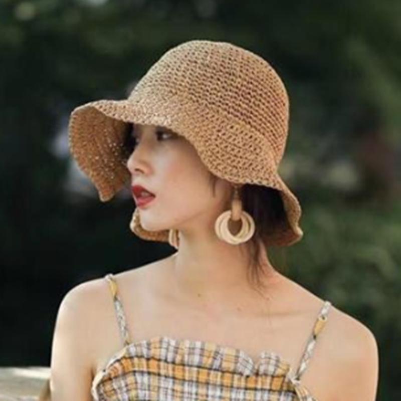Cha Mẹ-Con 100% Raffia Nơ Hat Rộng Vành Đĩa Mềm Nón Mùa Hè Cho Nữ Đi Biển Panama Ống Hút Dome Xô nón Lưỡi Trai Femme Bóng Nón