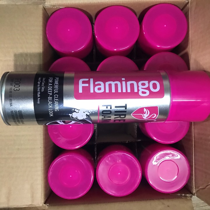 Dung dịch dưỡng bóng lốp Flamingo 650 ml dạng bọt