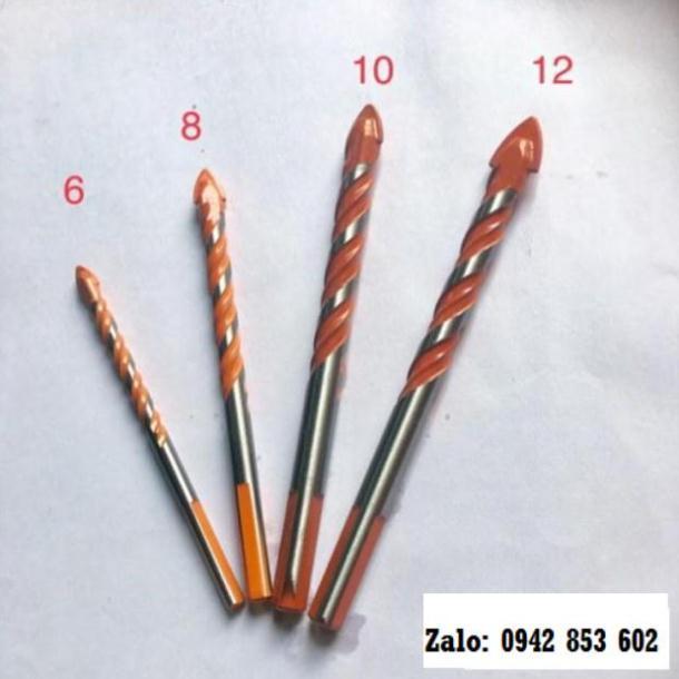 Mũi Khoan Đa Năng 2 cạnh, Mũi khoan Gạch Men, Tường Bê Tông, Gỗ, Sắt 6mm 8mm 10mm 12mm