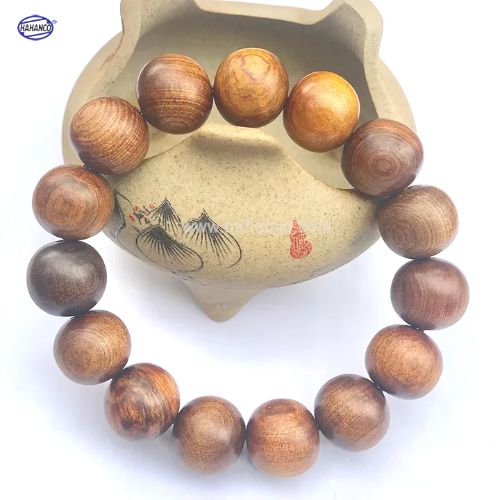 Vòng tay gỗ Bách Xanh cổ thụ thơm ngọt - vân gỗ đẹp - 12 ly - 17 hạt