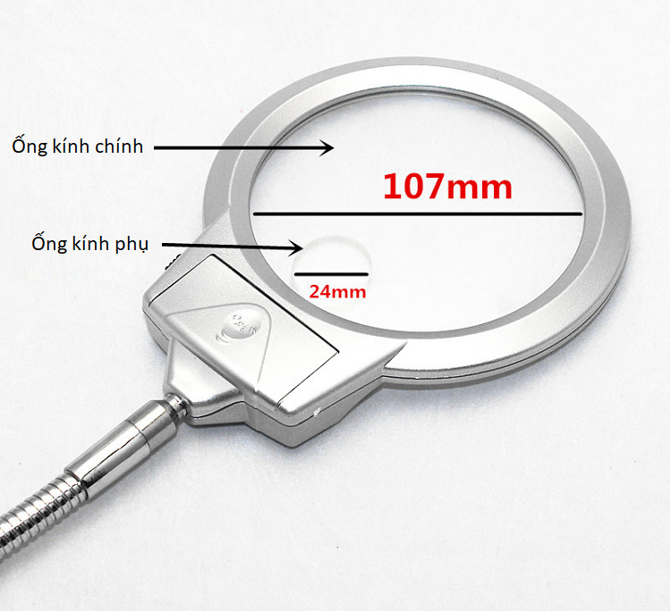 Kính lúp kẹp bàn C3 độ phóng đại 2.5X – 5X, có đèn soi mẫu vật