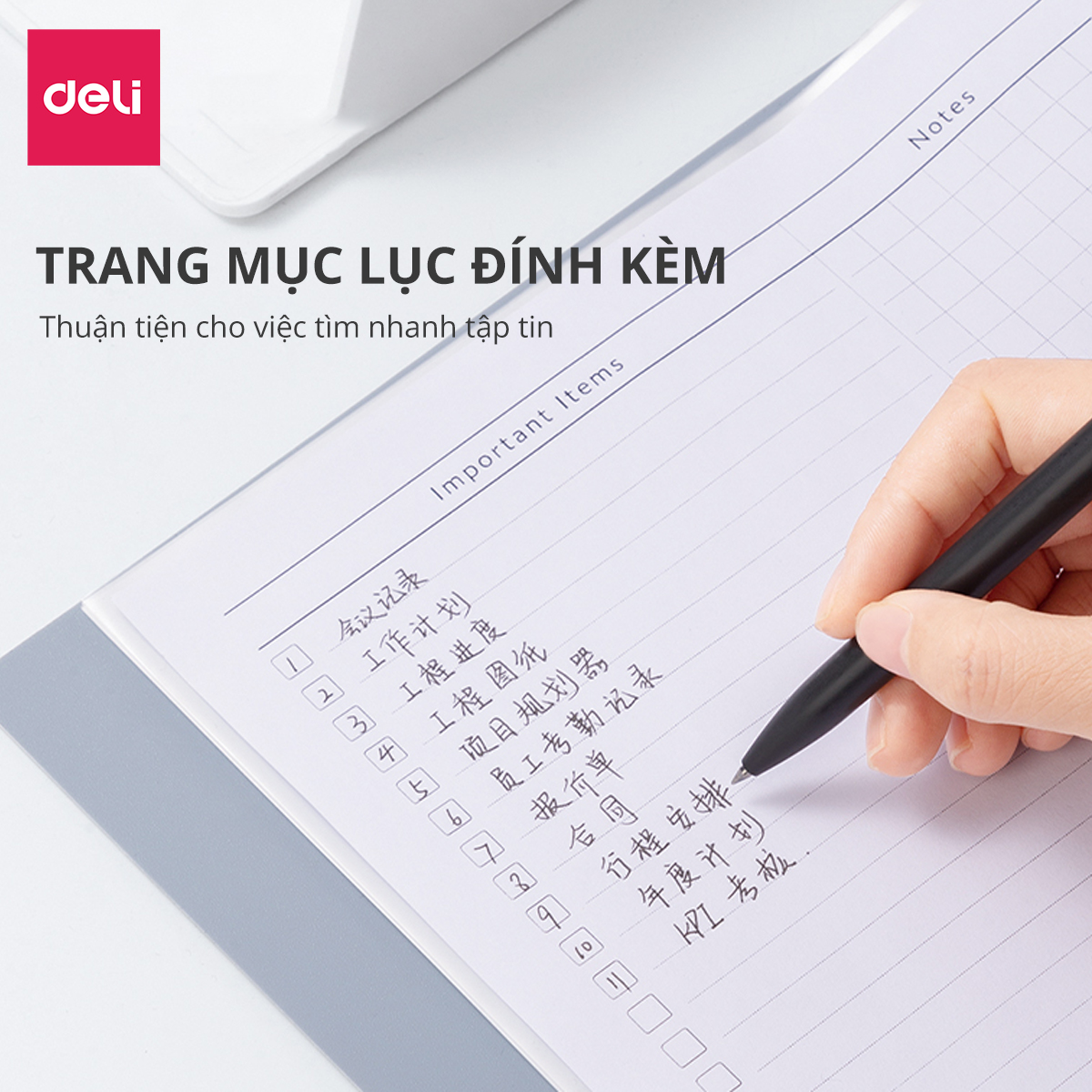 File lá A4 đựng tài liệu nhiều ngăn Nusign Deli - Tệp đựng tài liệu 30/40 lá chất liệu PP cao cấp tiện lợi nhiều màu sắc