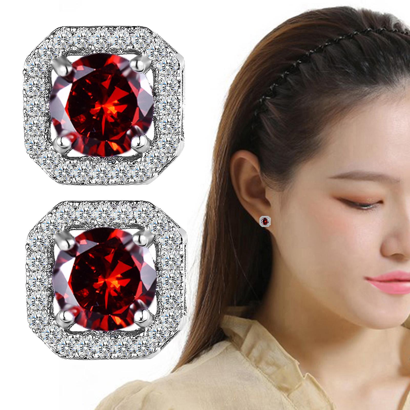 Geometric Stud Earrings, Women Earrings, Square Earring Ear Studs, Rhinestone Stud Earrings for Engagement, Valentine's Day