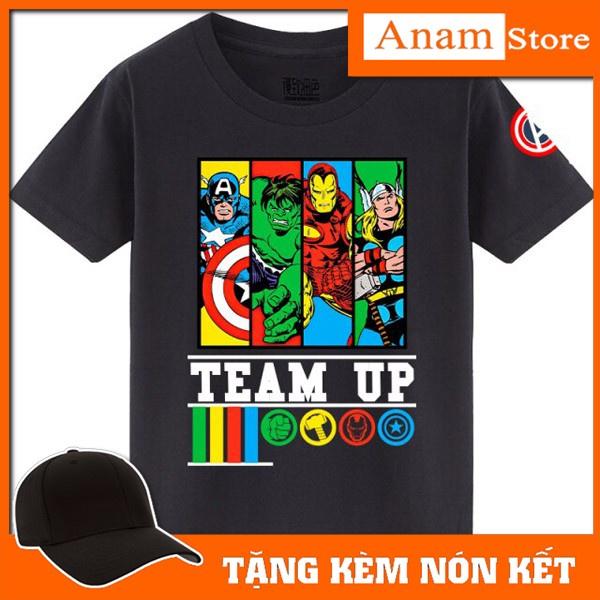 Áo thun trẻ em Marvel 3, Tặng kèm nón kết, Có size người Lớn, Anam Store