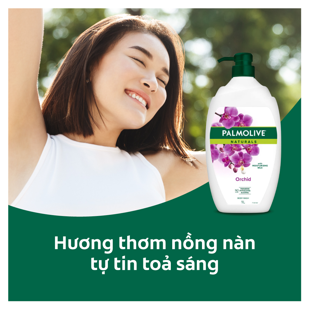 Sữa tắm Palmolive mịn màng quyến rũ 100% chiết xuất từ phong lan 1 Lít