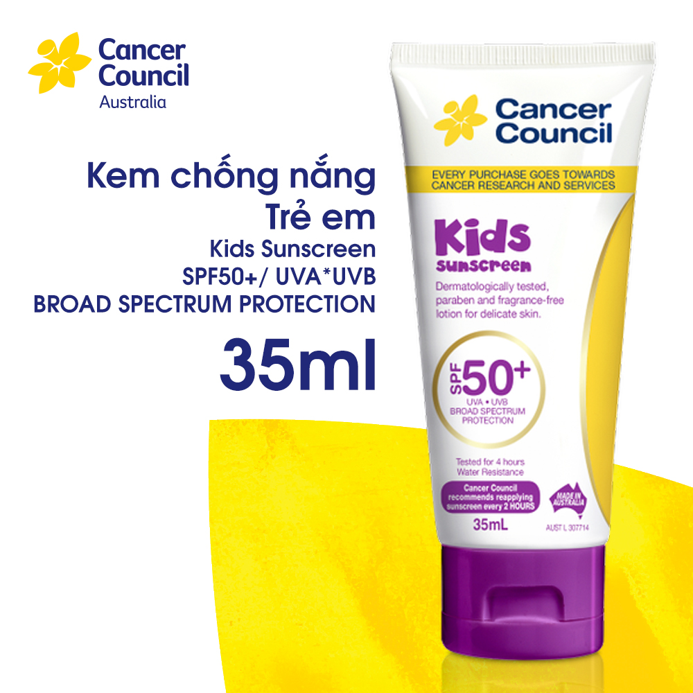 Kem chống nắng trẻ em Cancer Council Kids SPF 50+/PA ++++ 35ml