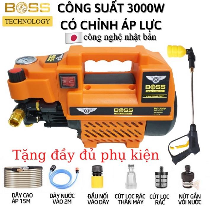 Máy rửa xe mini áp suất cao - Có chỉnh áp tặng kèm bình bọt và dây 15m ...