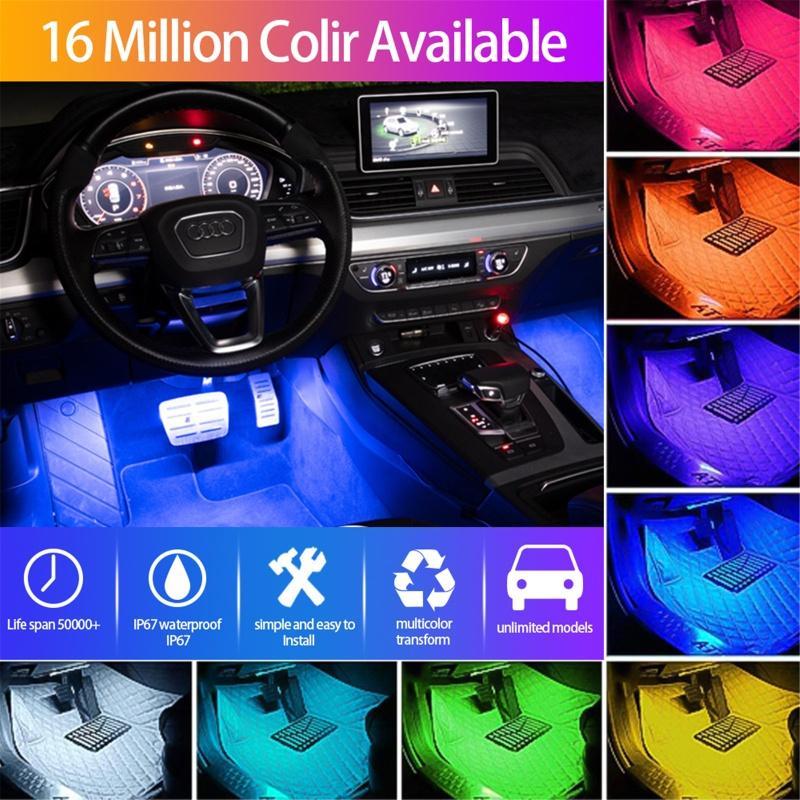 Dây đèn LED 48 bóng trang trí nội thất xe hơi kèm điều khiển từ xa