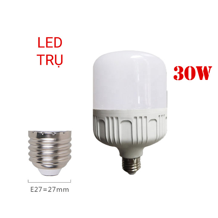 Bộ 2 Bóng đèn Led Trụ buld 40w và 2 đuôi đèn E27 xoáy trắng