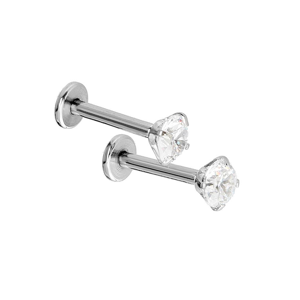 2Pcs Clear Crystal Nose  Stud  Nose Earrings  Bar