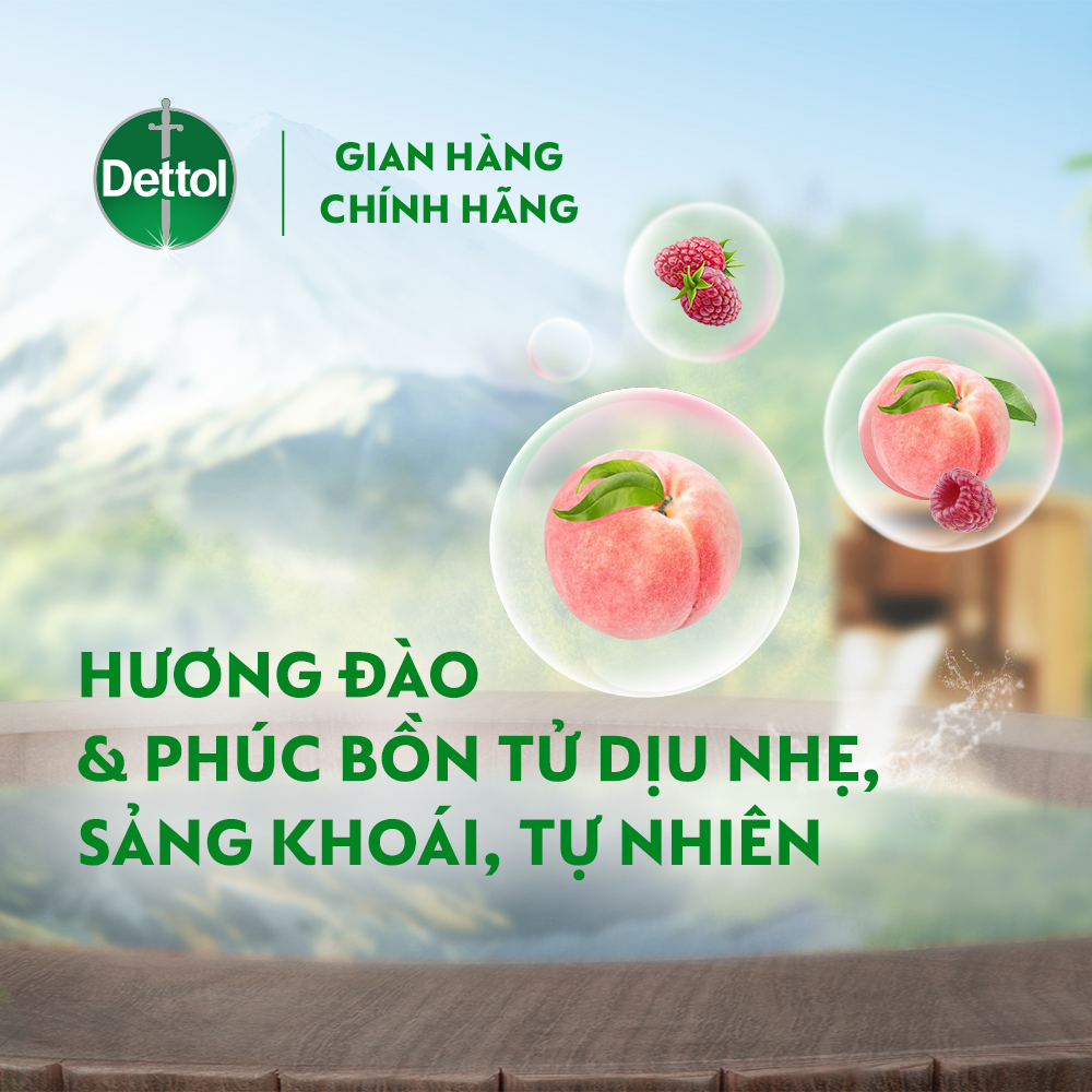 COMBO 2 CHAI SỮA TẮM  DETTOL ONZEN DƯỠNG DA ĐÀO &amp; PHÚC BỒN TỬ (950G/CHAI)