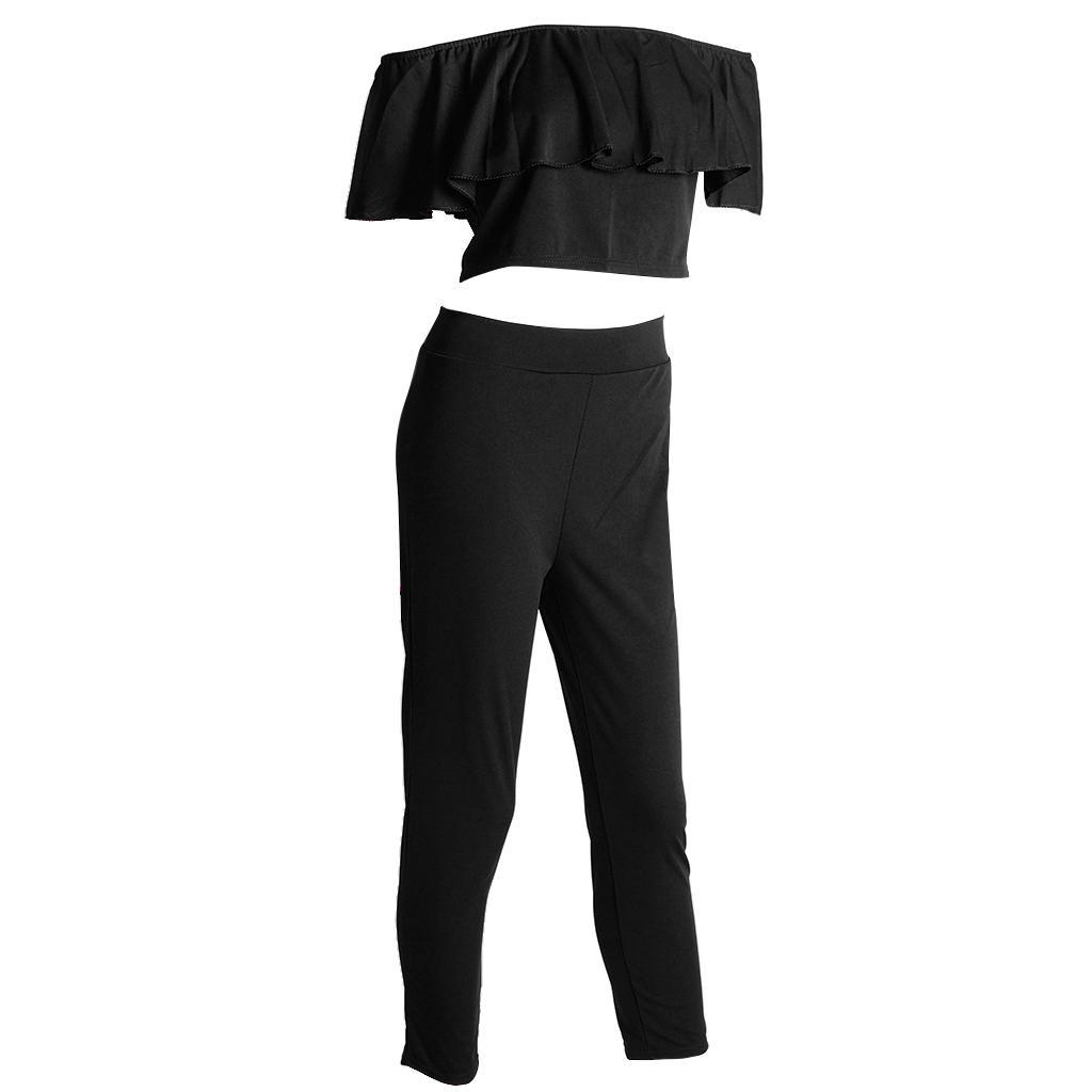 Women Summer Short Sleeve Blouse Boat Neck Shirt Tops+Pant Set Beach Dress