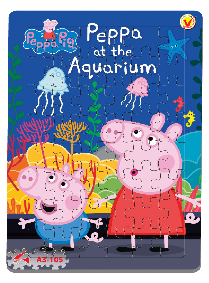 Xếp hình Tia Sáng  Peppa Pig - Aquarium (48 Mảnh Ghép) - Tặng kèm câu đố mặt sau cho bé