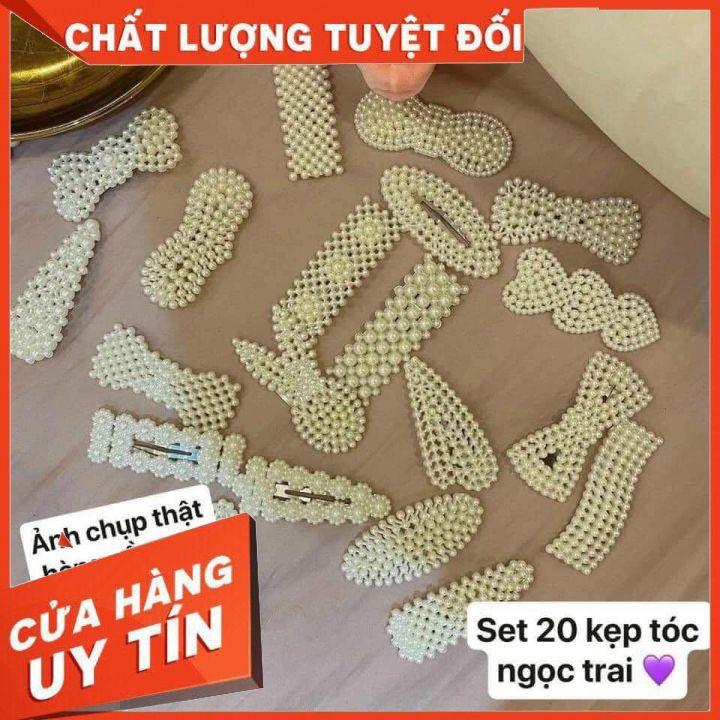 Combo 20 kẹp tóc đính hạt giả ngoc trai siêu xinh