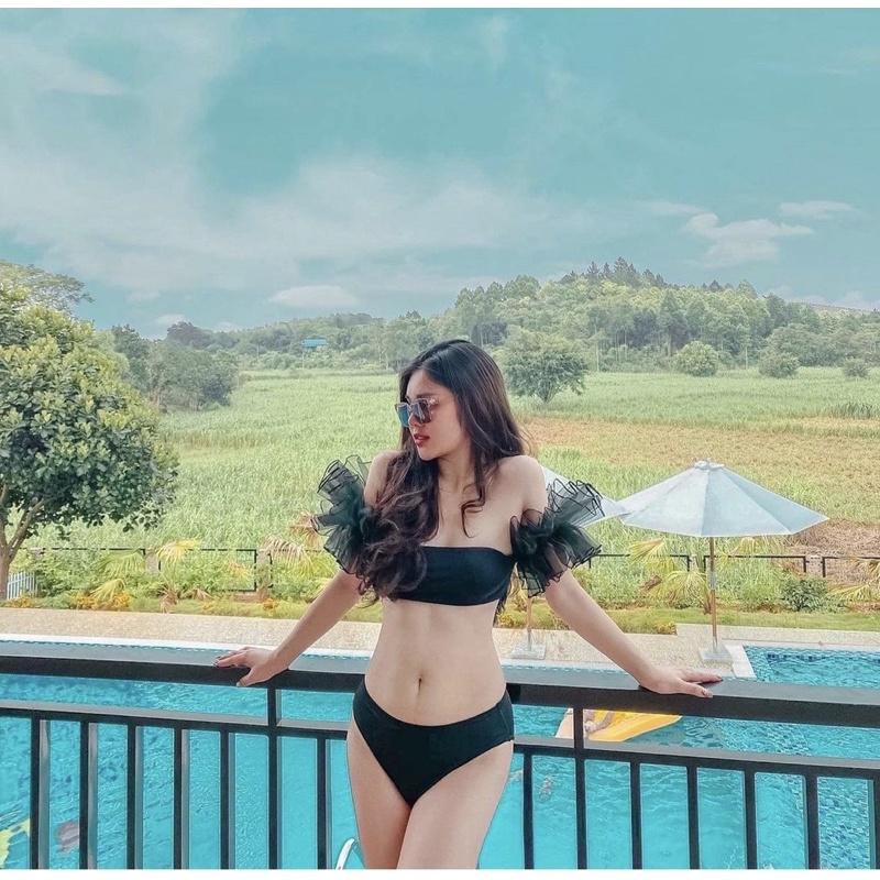 Bikini 2 mảnh cho bà bầu phối ren tay sang chảnh