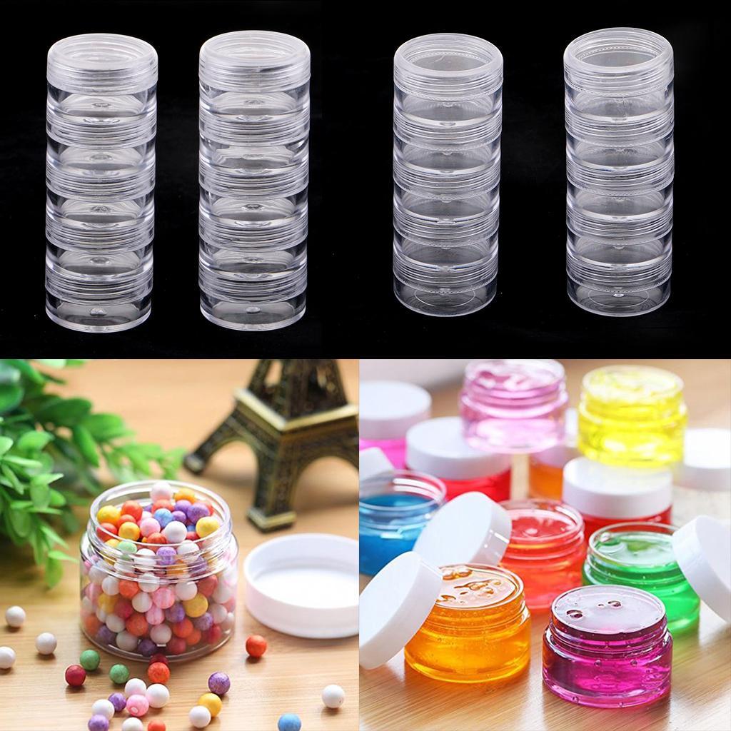 4X 2 Set Jewelry Jar Box Small Pill Screw Top Beads Storage Container Stackable