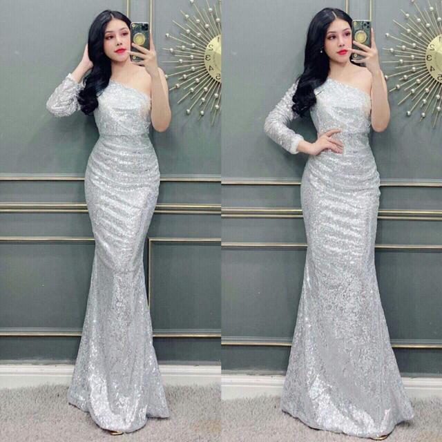 Đầm Maxi body lệch vai tay dài SANG TRỌNG -MS73V- Size M/L đến 57kgMM MM