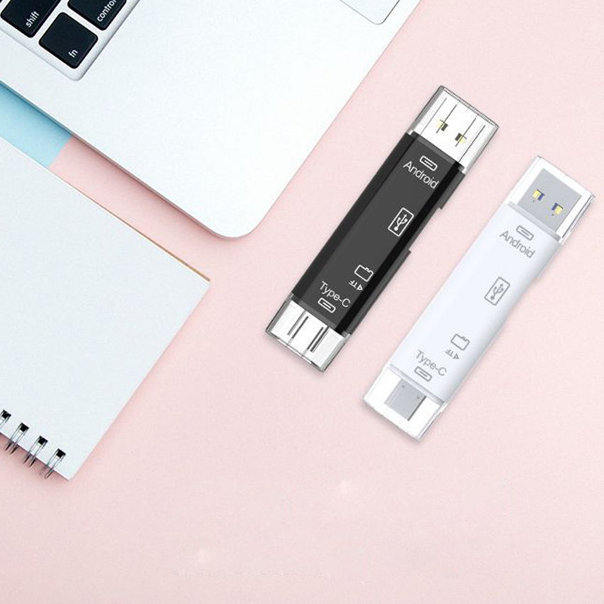 Đầu đọc thẻ nhớ đa năng dành cho điện thoại, máy tính 3 cổng kết nối USB, MicroUSB, TYPE-C, 2 cổng dữ liệu USB, TF truyền tải nhanh chóng, gọn gàng tiện dụng