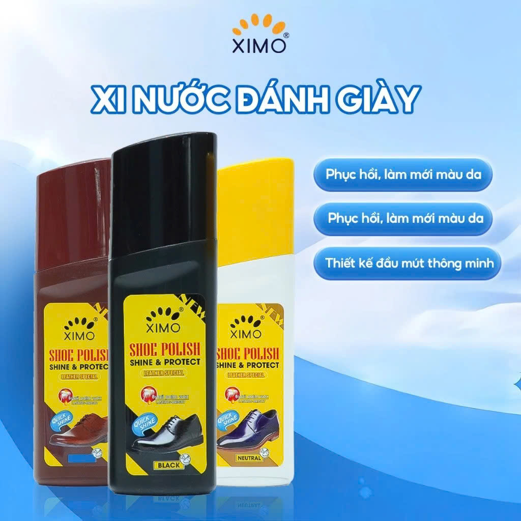 Xi nước đánh bóng màu đen 50ml Làm Sáng Bóng cho giày túi ví da trơn