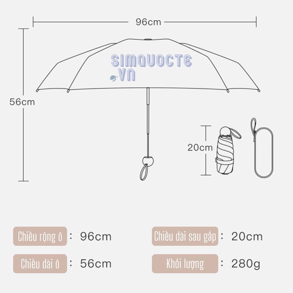 Ô Dù Che Mưa Ô Che Nắng 3 Lớp Chống Tia UV Cao Cấp Kèm Hộp Đựng Tiện Lợi