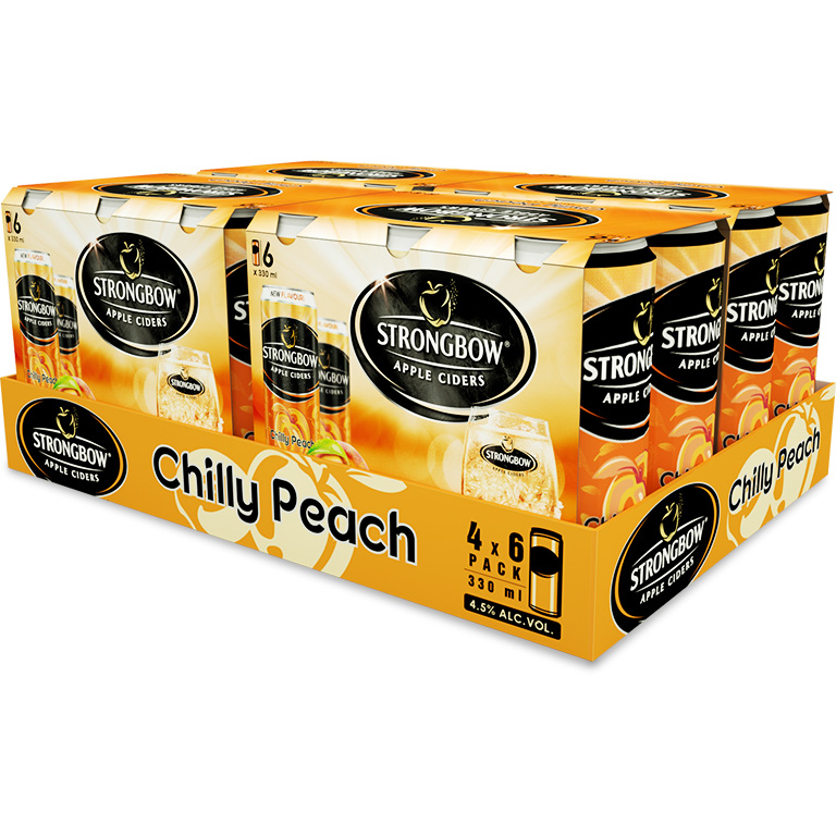 Thùng 24 lon nước táo lên men Strongbow Vị Đào 330ml/lon