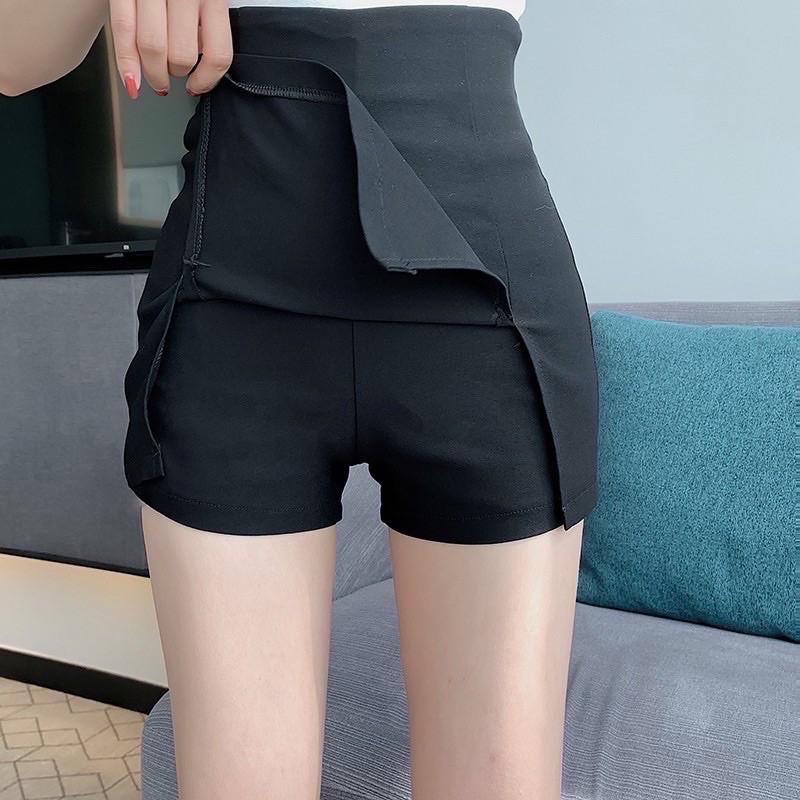  Quần shorts nữ giả váy cạp cao sẻ vạt 2 bên cực xinh