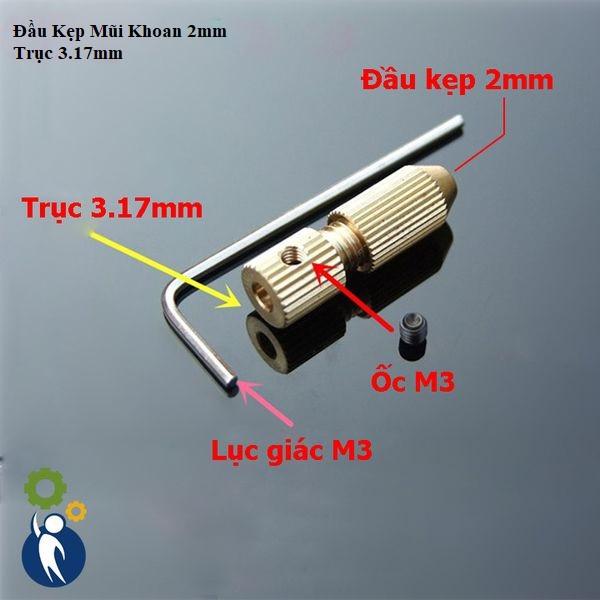 Đầu Kẹp Mũi Khoan 2mm Trục 3.17mm