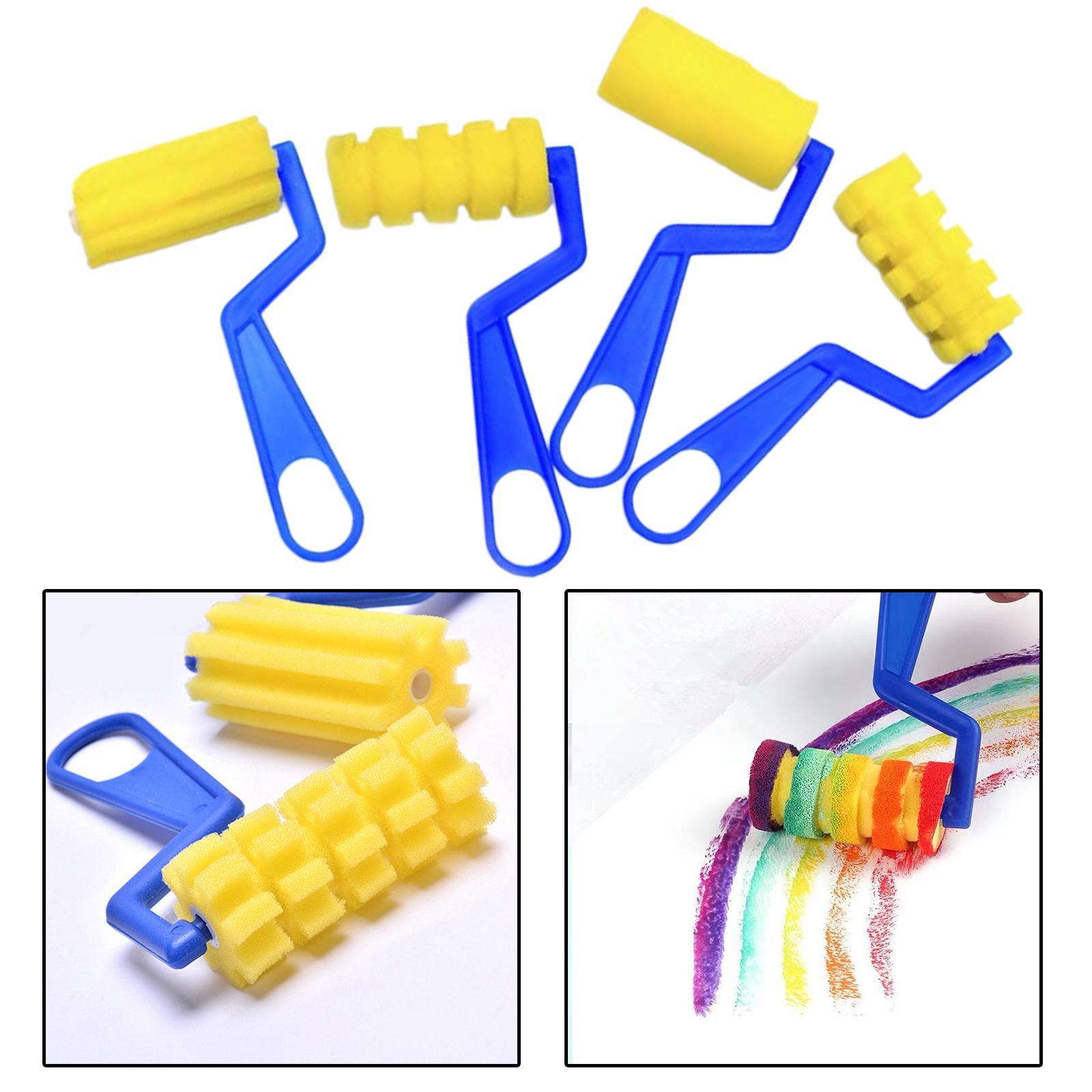 4x Sponge Painting Roller Brushes DIY Graffiti Tools Foam Paint Brushes