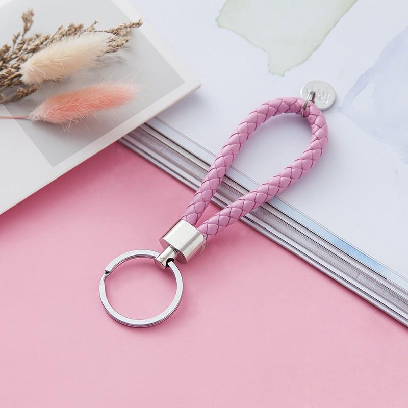 Móc khóa da nhỏ có vòng gắn trang trí túi xách xinh xắn