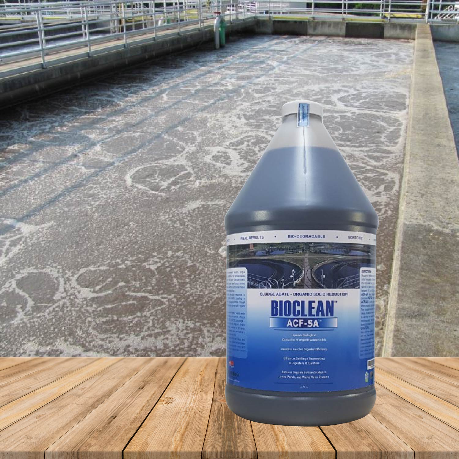Vi sinh phân hủy bùn hữu cơ, giảm thể tích bùn trong hệ thống xử lý nước thải Bioclean ACF SA hàng Mỹ NSX Sun & Earth Microbiology - chai gallon = 3,785 lít