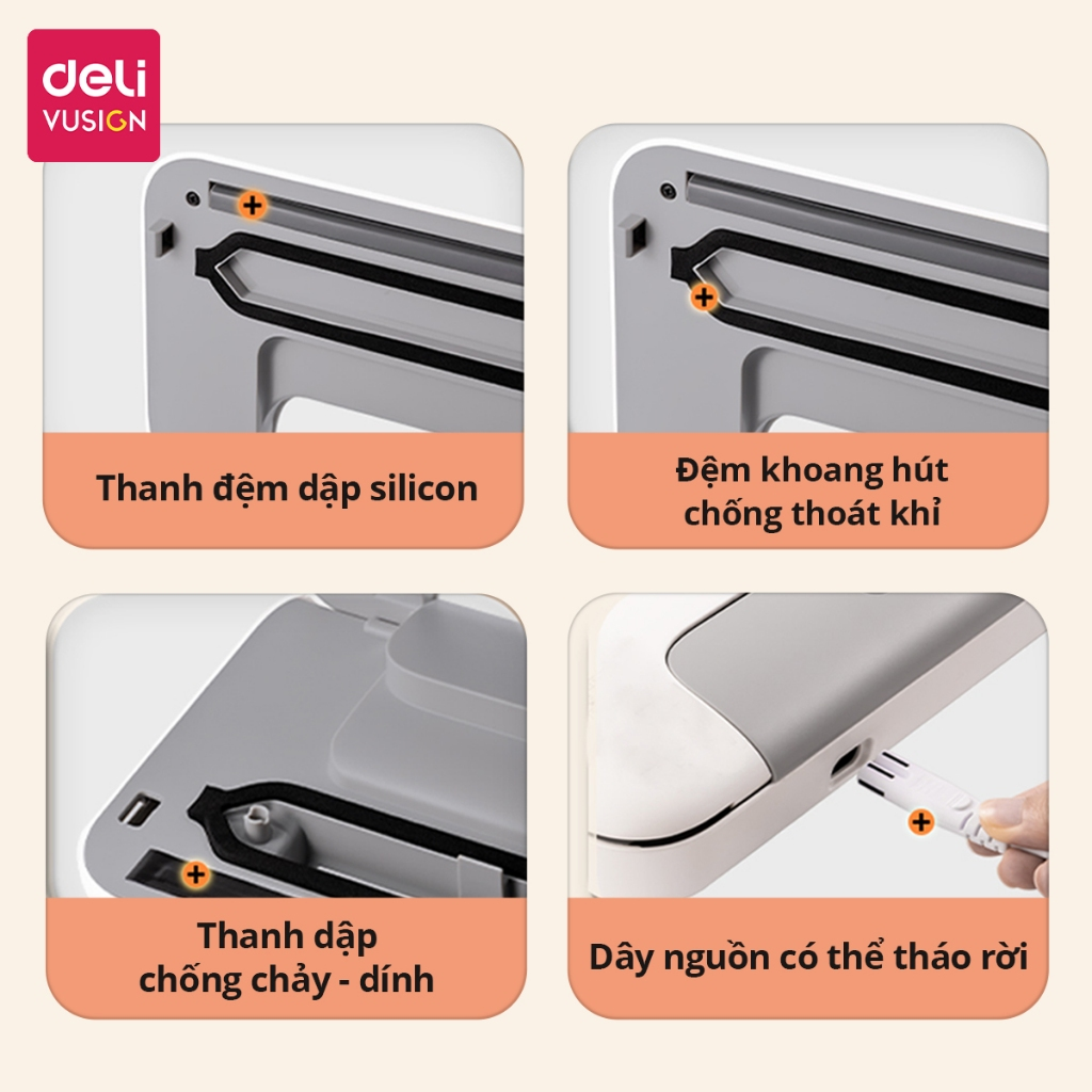 Máy Hút Chân Không Hàng Chính Hãng Deli Hút Tự Động Hàn Miệng Túi Lực Hút Mạnh Bảo Quản Thực Phẩm Tươi Lâu Hơn 3 Lần