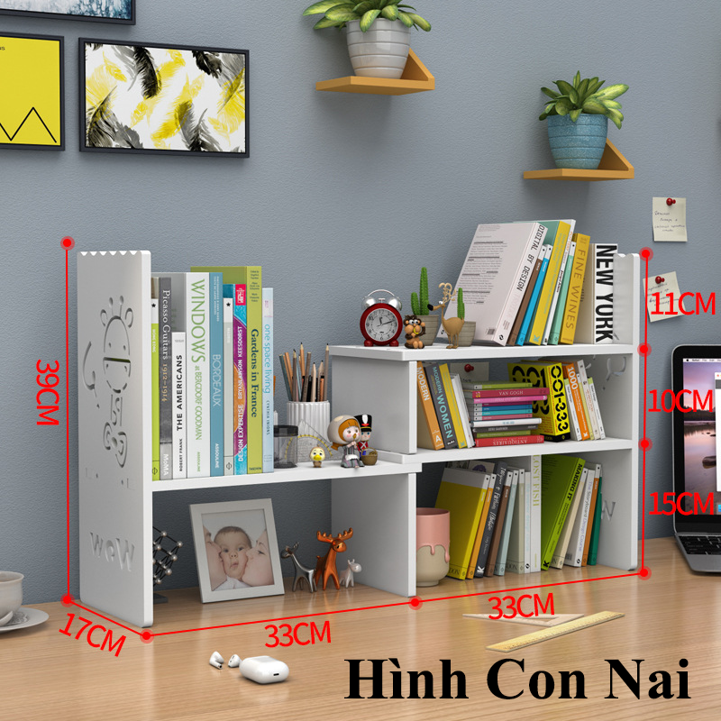 Kệ sách để bàn bằng gỗ nhựa PVC xinh xắn và tiện nghi HD00006