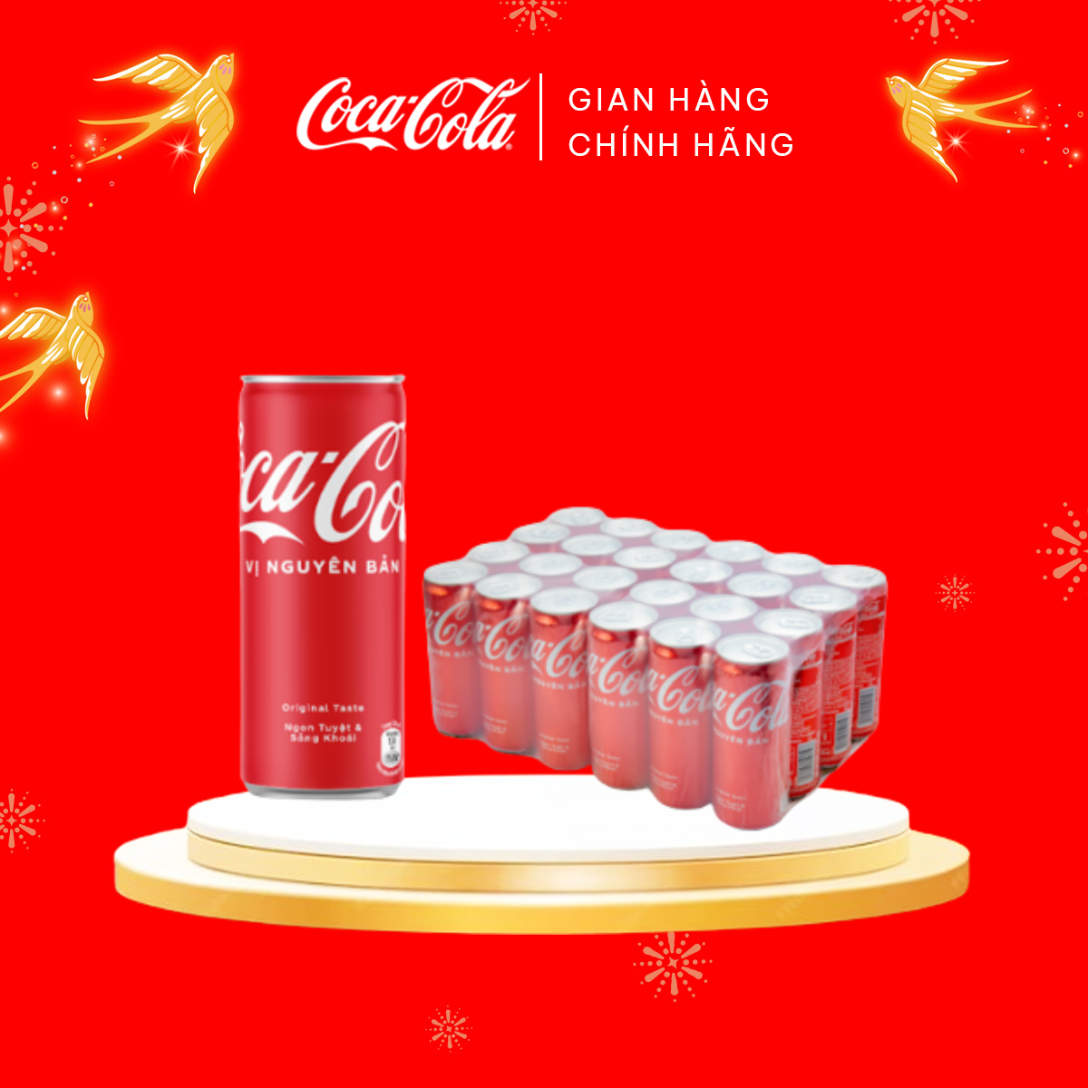 Thùng/Lốc 24 Lon Nước Giải Khát Coca-Cola Vị Nguyên Bản Original Lon 320ml