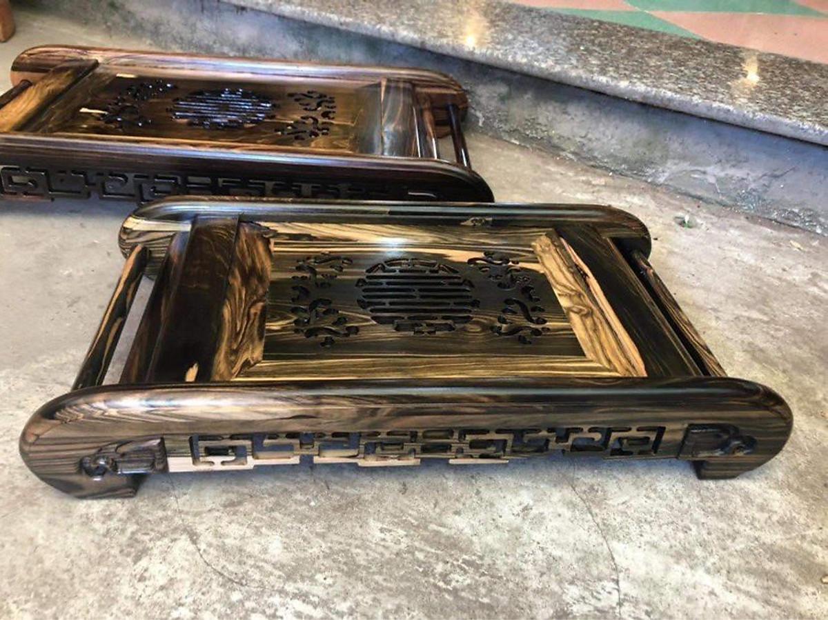 Khay trà Cuốn Thư gỗ Mun cực sang trọng, độc đáo. Cao Cấp - Khay Đựng Nước Inox 304