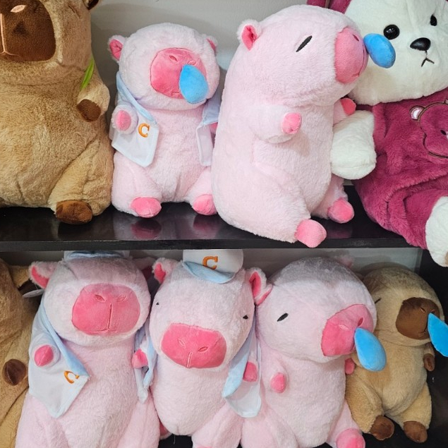 Thú nhồi bông capybara hồng chảy nước mũi đáng yêu - Size từ 35cm đến 45cm - Móc khoá gấu bông Capybara