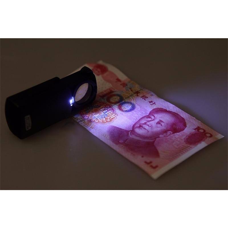 Kính Lúp Mini Cầm Tay Có Đèn 30X Đen