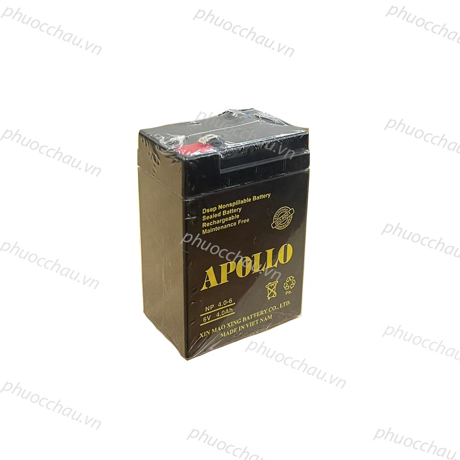 Ắc Quy Apollo NP4-6 6V-4AH, Bình ắc quy khô 6V cho xe điện trẻ em ,đèn khẩn cấp, quạt sạc