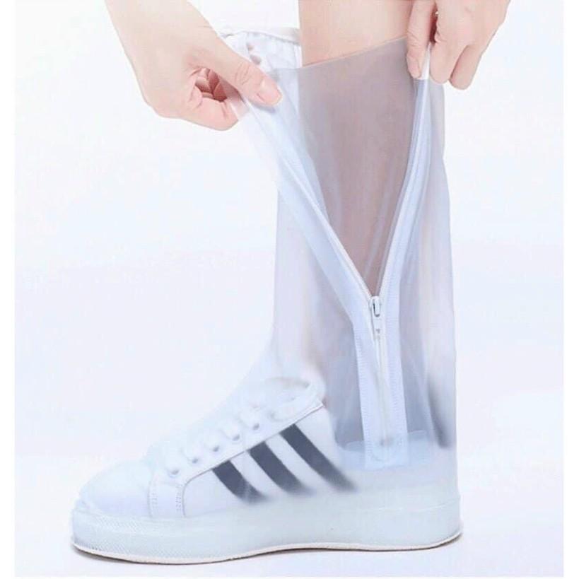 (Loại Dày) Ủng bọc giày đi mưa cổ cao - Đế cao su - Chống nước - Chống trượt - Nhựa PVC cao cấp