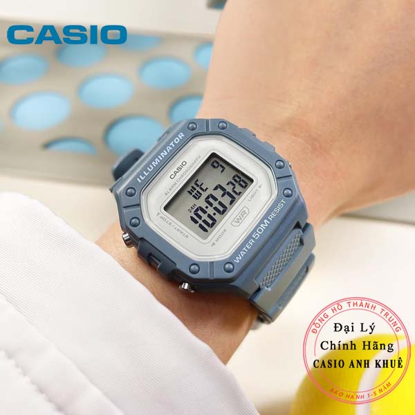 Đồng Hồ Casio W-218HC-2AVDF Dây Nhựa Nam - Mặt Vuông - WR50M