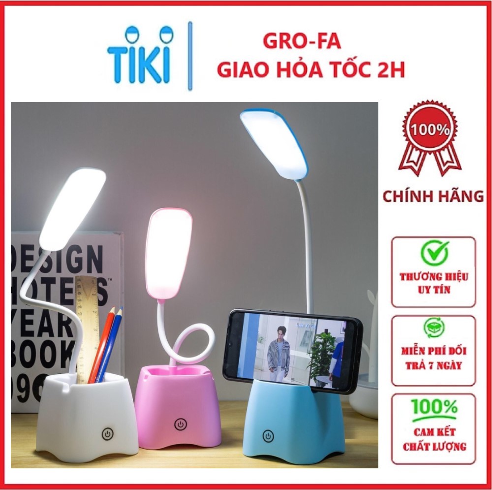 [ĐÈN LED] Đèn bàn học sinh 3 chế độ sáng, có ngăn để bút và khe để điện thoại -Hàng chính hãng (Giao màu ngẫu nhiên)