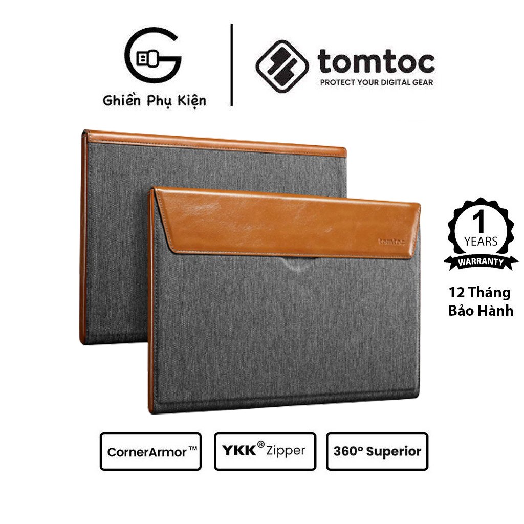 Túi Chống Sốc Tomtoc PREMIUM LEATHER FOR MACBOOK 13/15/16inch - Hàng Chính Hãng