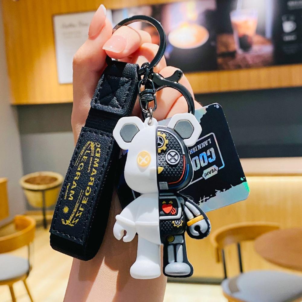 Móc khóa BearBrick Robot cool ngầu độc lạ chất liệu PVC làm quà tặng, móc khoá xe, trang trí balo túi xách