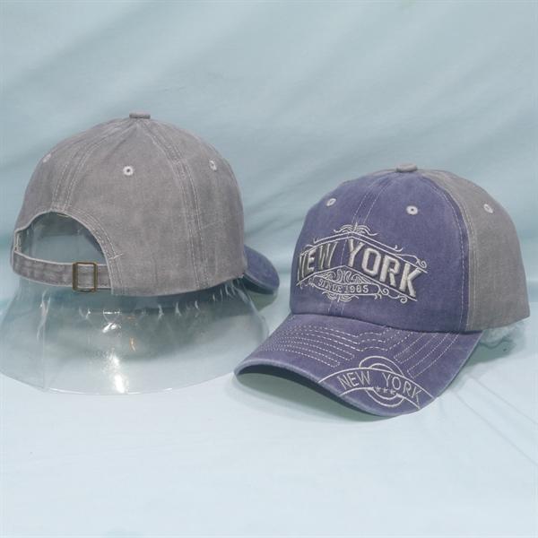 Nón kết hàng quảng châu, mũ lưỡi trai thêu chữ New York Since 1985 vải kaki oát loang cao cấp vòng đầu 56-60cm - Chữ Xám