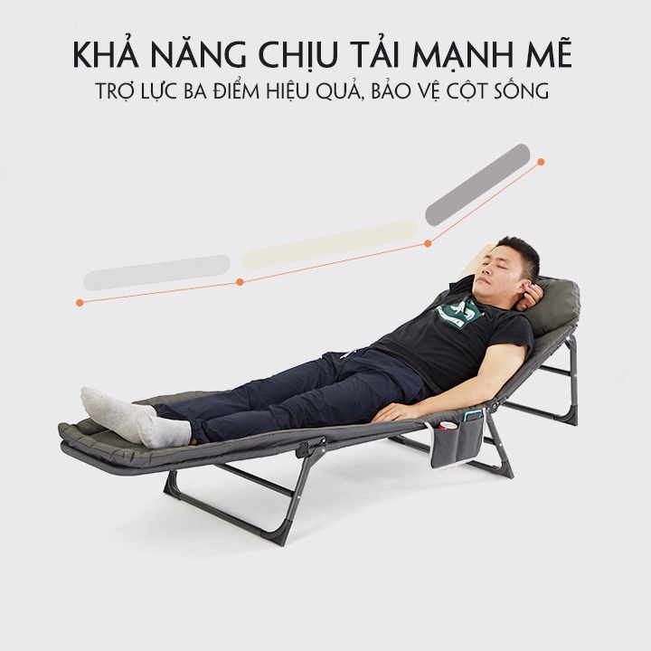 Giường gấp văn phòng , Giường Nằm Gấp Gọn khung thép chắc chắn, đệm êm kèm gối đầu.