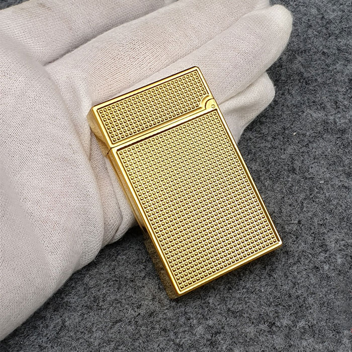 Vỏ Hột Quẹt Bật Lửa Upon Super Ô Vuông Kèm Khiên D144V Màu Vàng - Dùng Gas Đá Cao Cấp