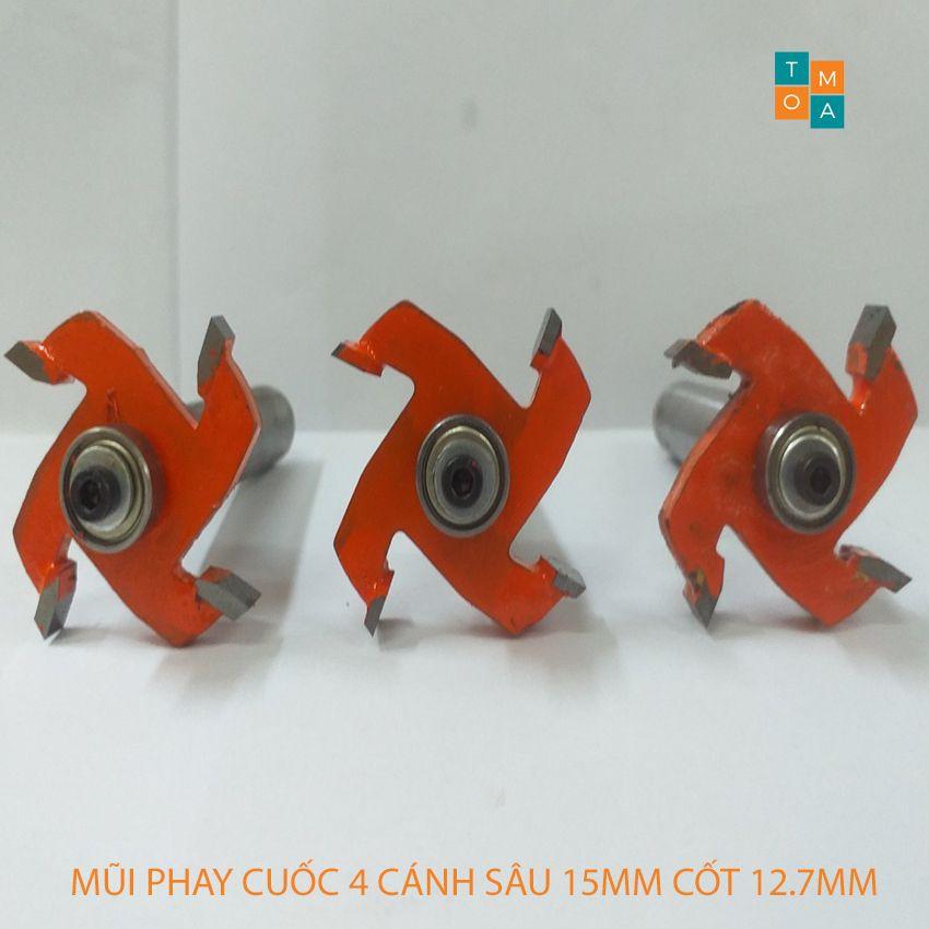 MŨI SOI GỖ - MŨI CUỐC GỖ 4 CÁNH RỘNG 7MM SÂU 15 MM - MŨI PHAY RÃNH ĐẦU BI