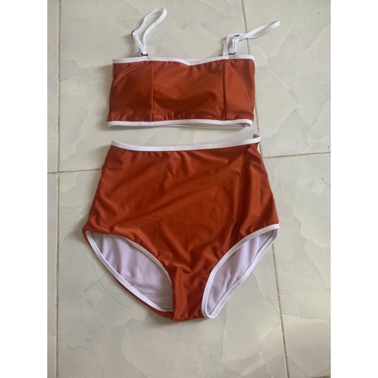 đồ bơi nữ bikini cạp cao ống xanh navi - MMO